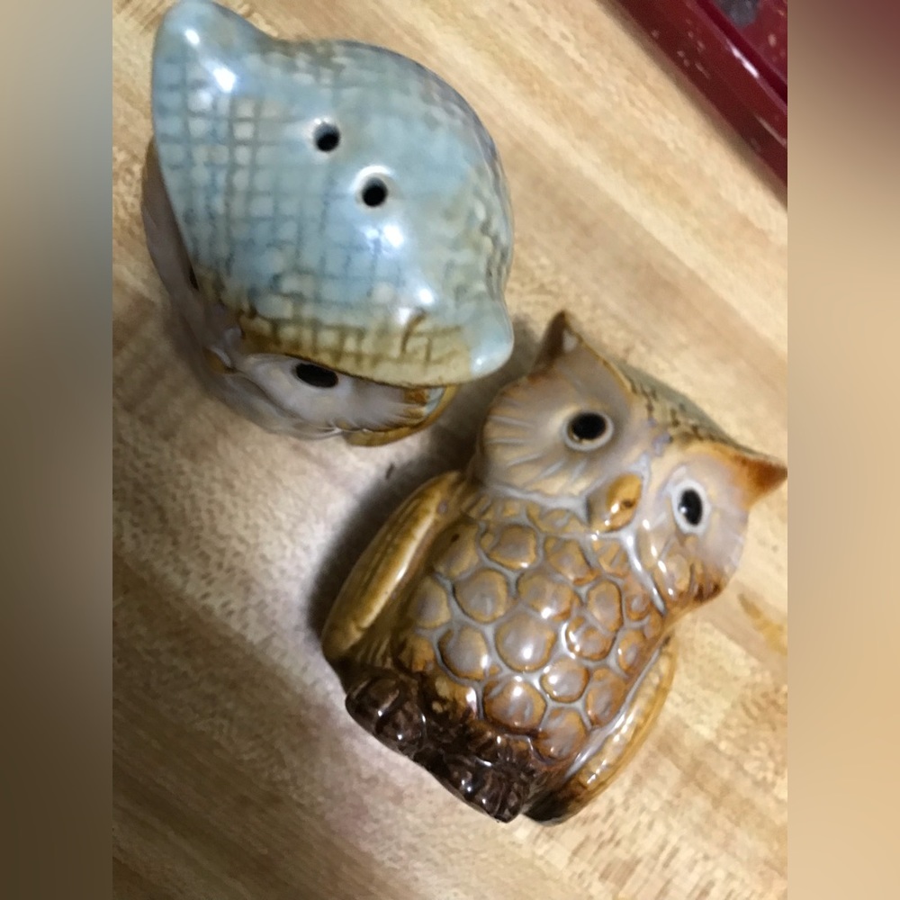 Salt and pepper shakers, Owls Hand made. Simple easy and clean.